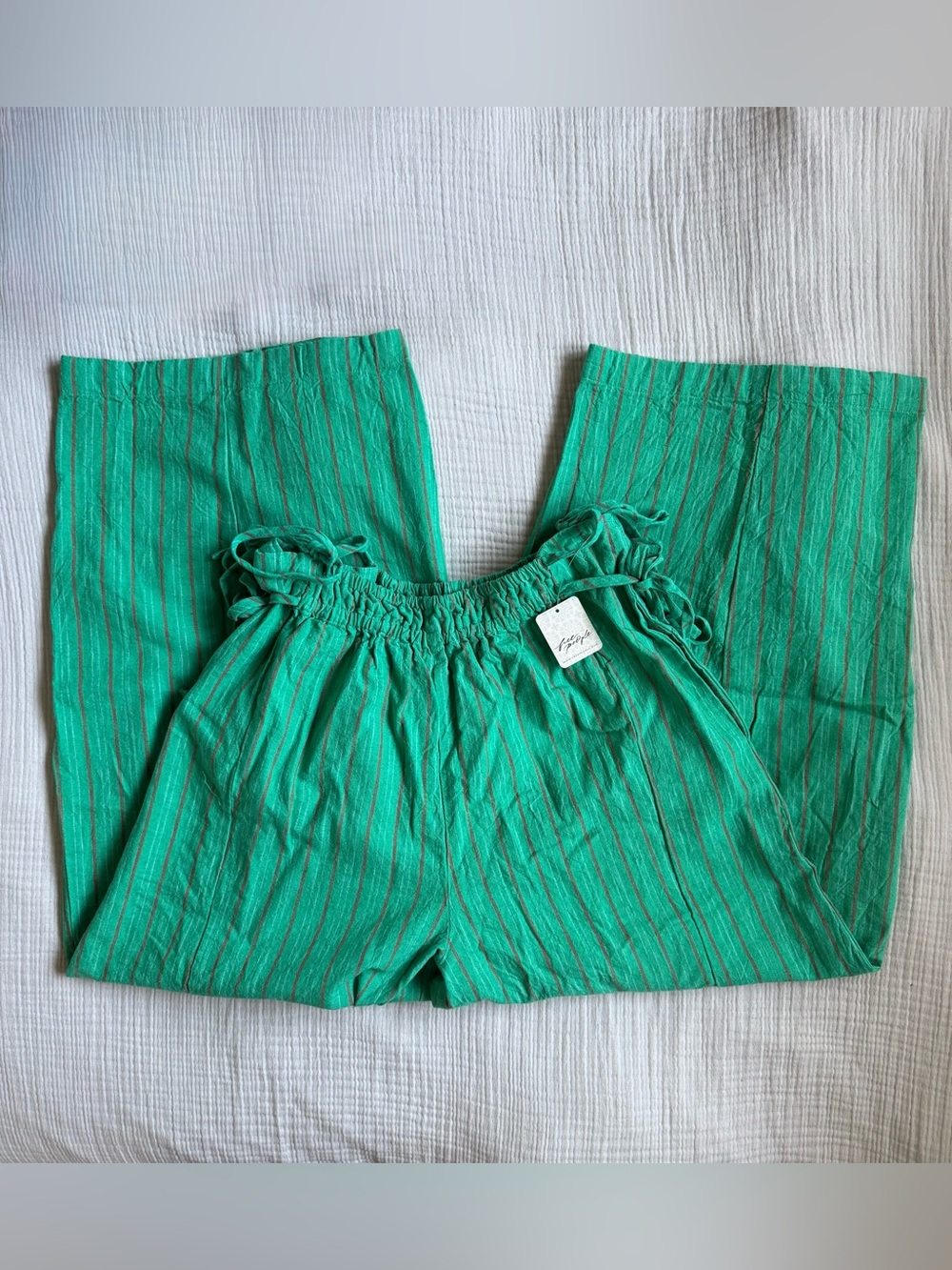 Free People Sun Dazed Cotton-Linen Striped Pants - Picture 3 of 7